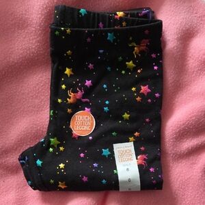 Jumping Beans Black Leggings with Colorful Stars and Unicorns